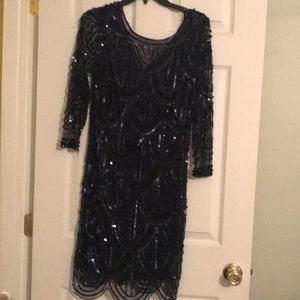 Fancy sparkly navy blue dress.